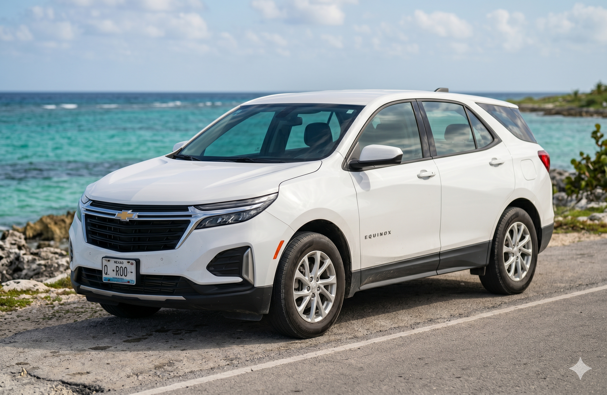 White Chevrolet Equinox SUV rental in Cozumel